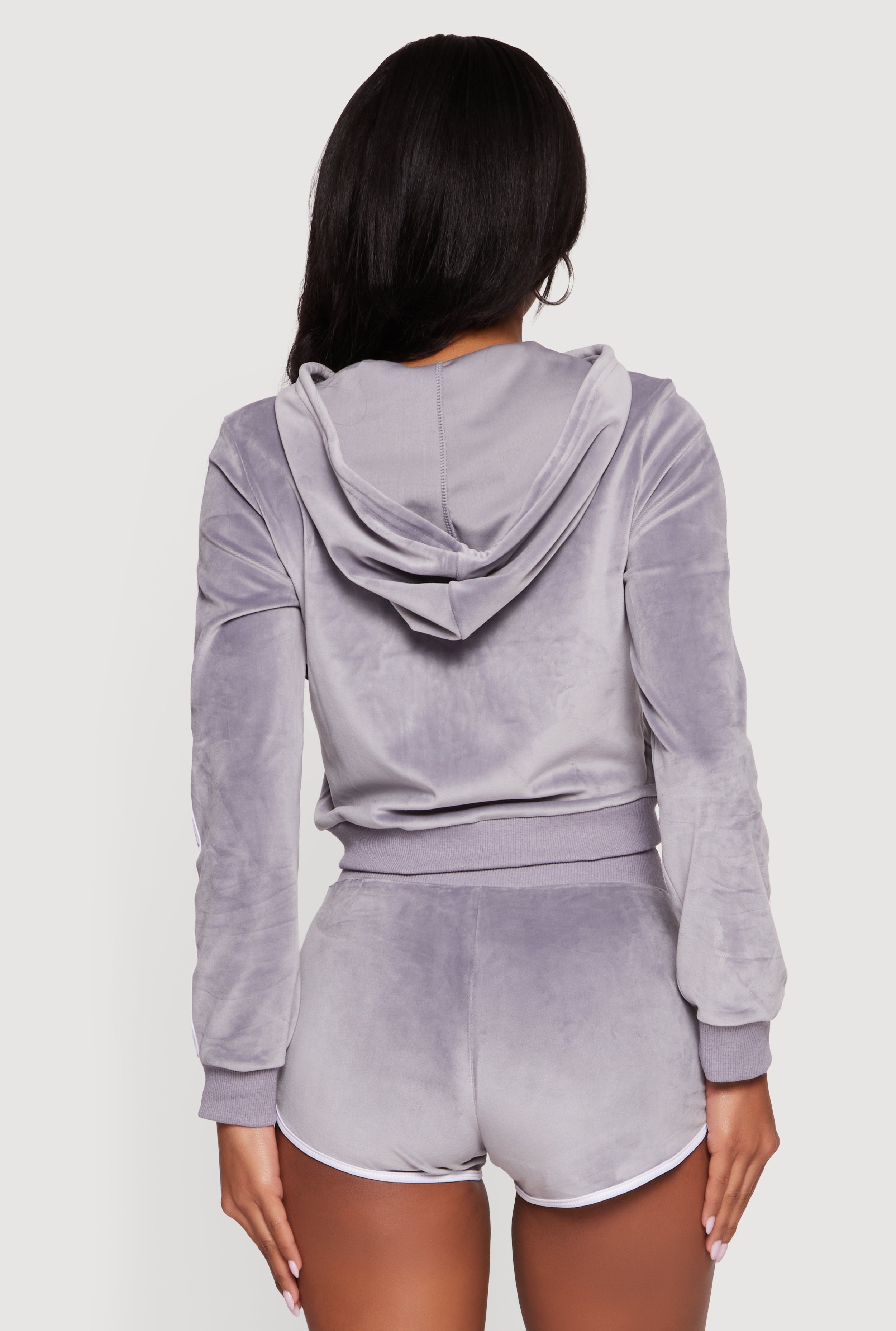 8 Graphic Zip Front Velour Hoodie