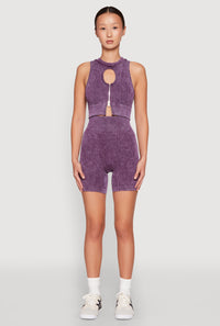 Seamless Ribbed Knit Ruched Biker Shorts