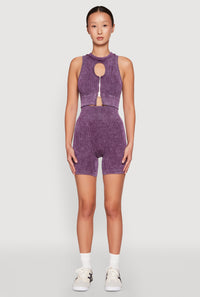 Seamless Ribbed Knit Ruched Biker Shorts