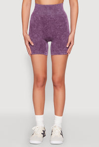 Seamless Ribbed Knit Ruched Biker Shorts