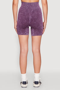 Seamless Ribbed Knit Ruched Biker Shorts