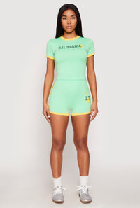 California Short Sleeve Crop Top