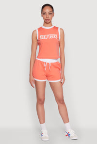 New York Graphic Contrast Trim Tank Top
