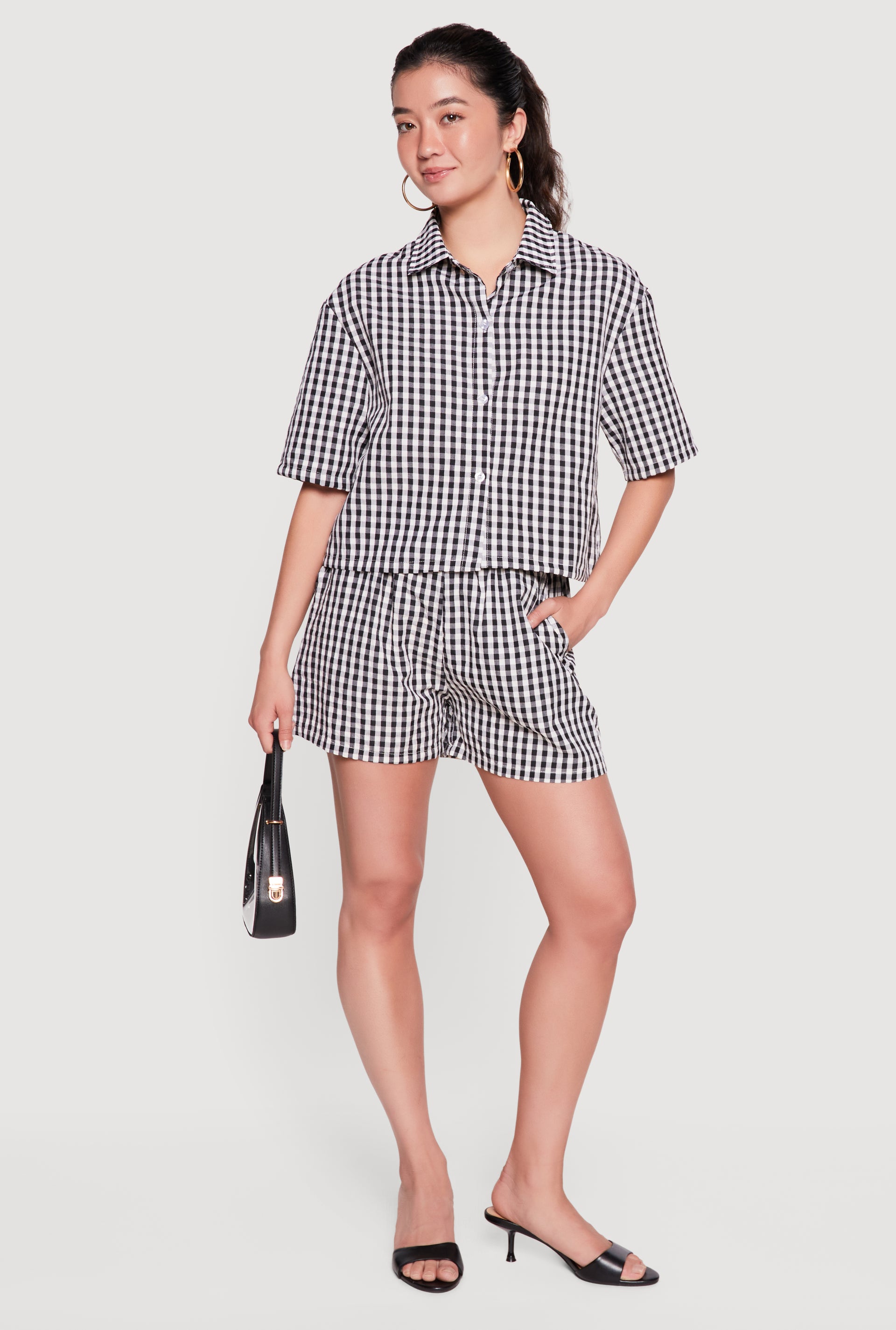 High Waisted Gingham Shorts