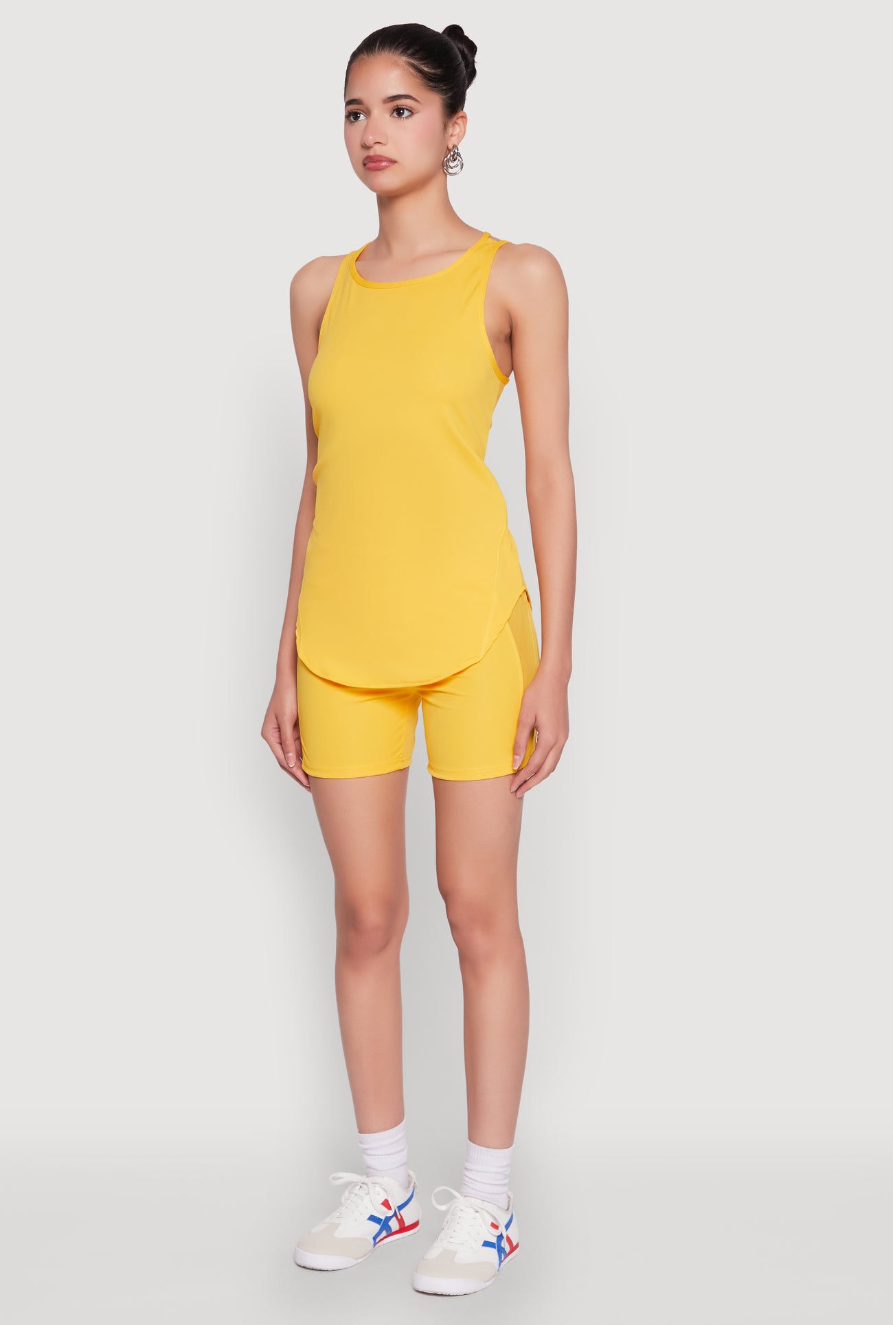 Stylish Mesh Detail High Neck Sleeveless Tank Top