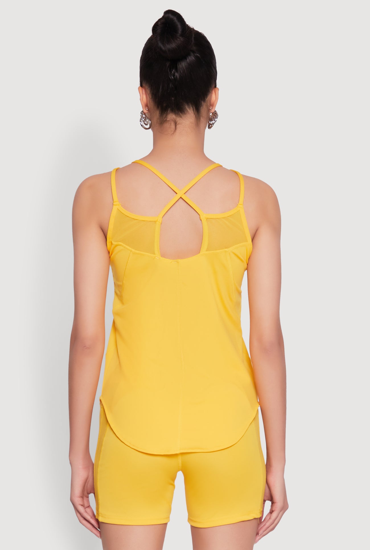 Stylish Mesh Detail High Neck Sleeveless Tank Top