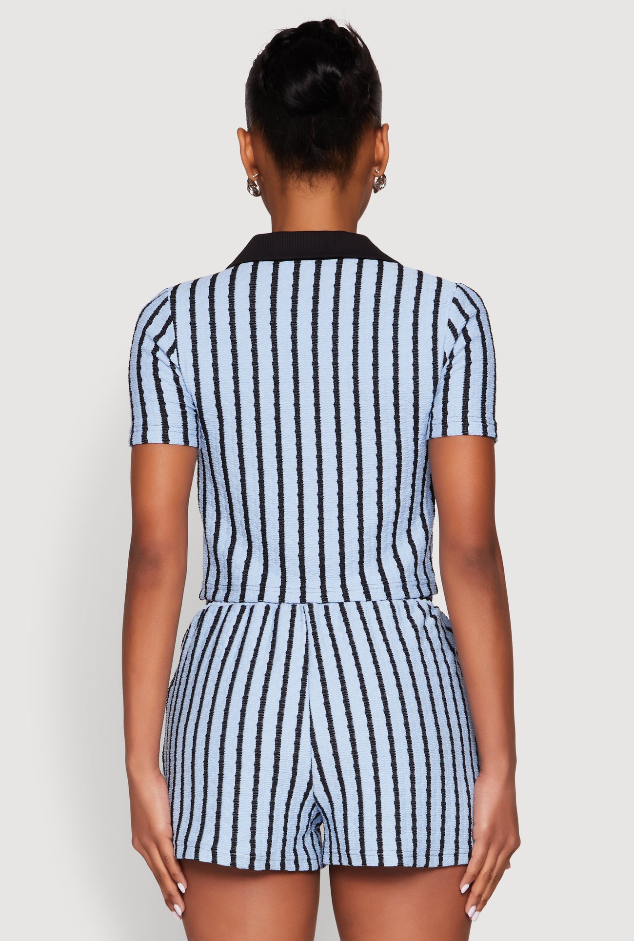 Striped Collared Crop Top