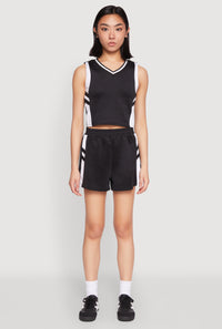 Varsity Stripe Contrast Trim Cropped Tank Top