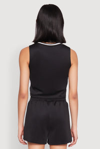 Varsity Stripe Contrast Trim Cropped Tank Top