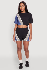 Color Block Stripe Detail Crop Top