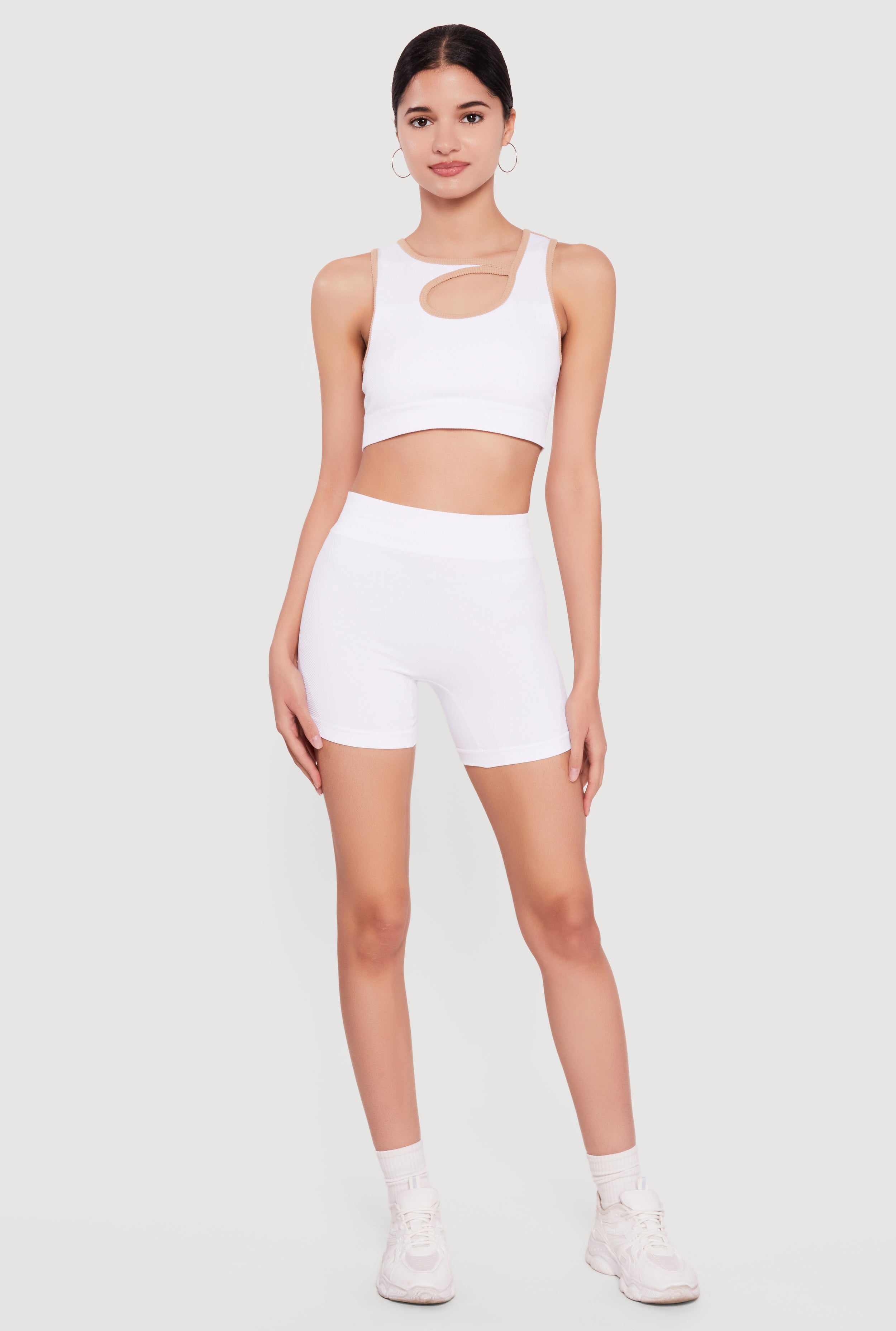 Seamless High Waisted Compression Rib Biker Shorts