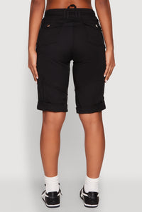 Faux Drawstring Waist Cargo Bermuda Shorts