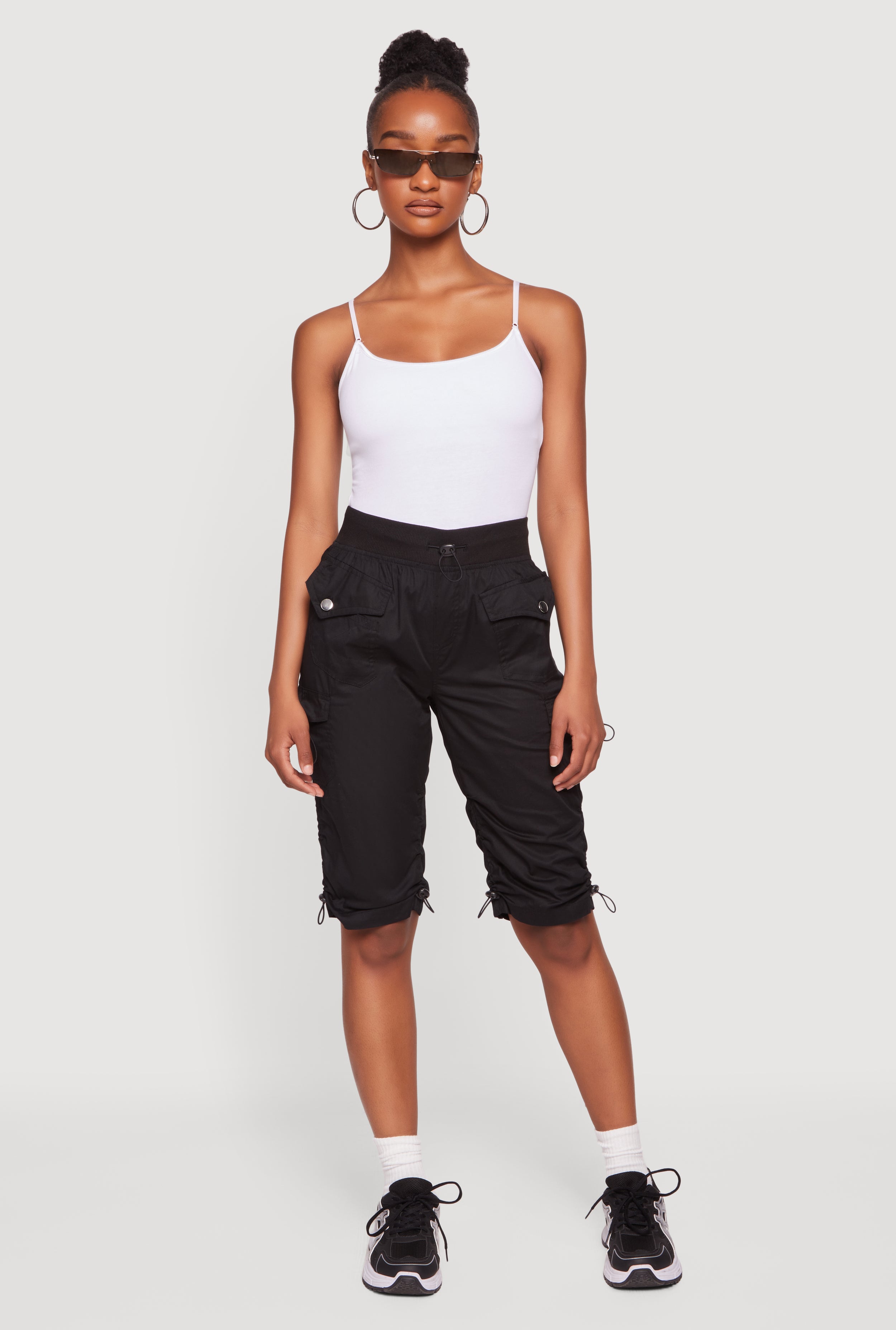 Toggle Drawstring Hem Utility Cargo Shorts