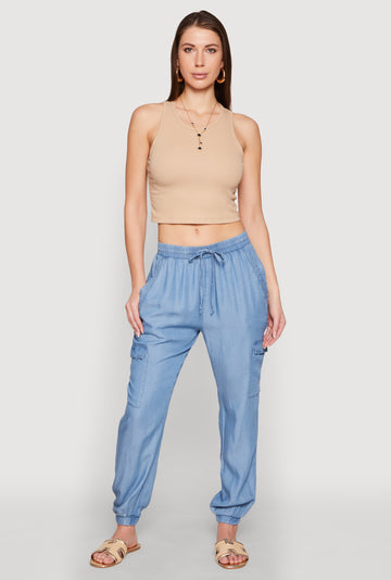 Chambray Cargo Joggers