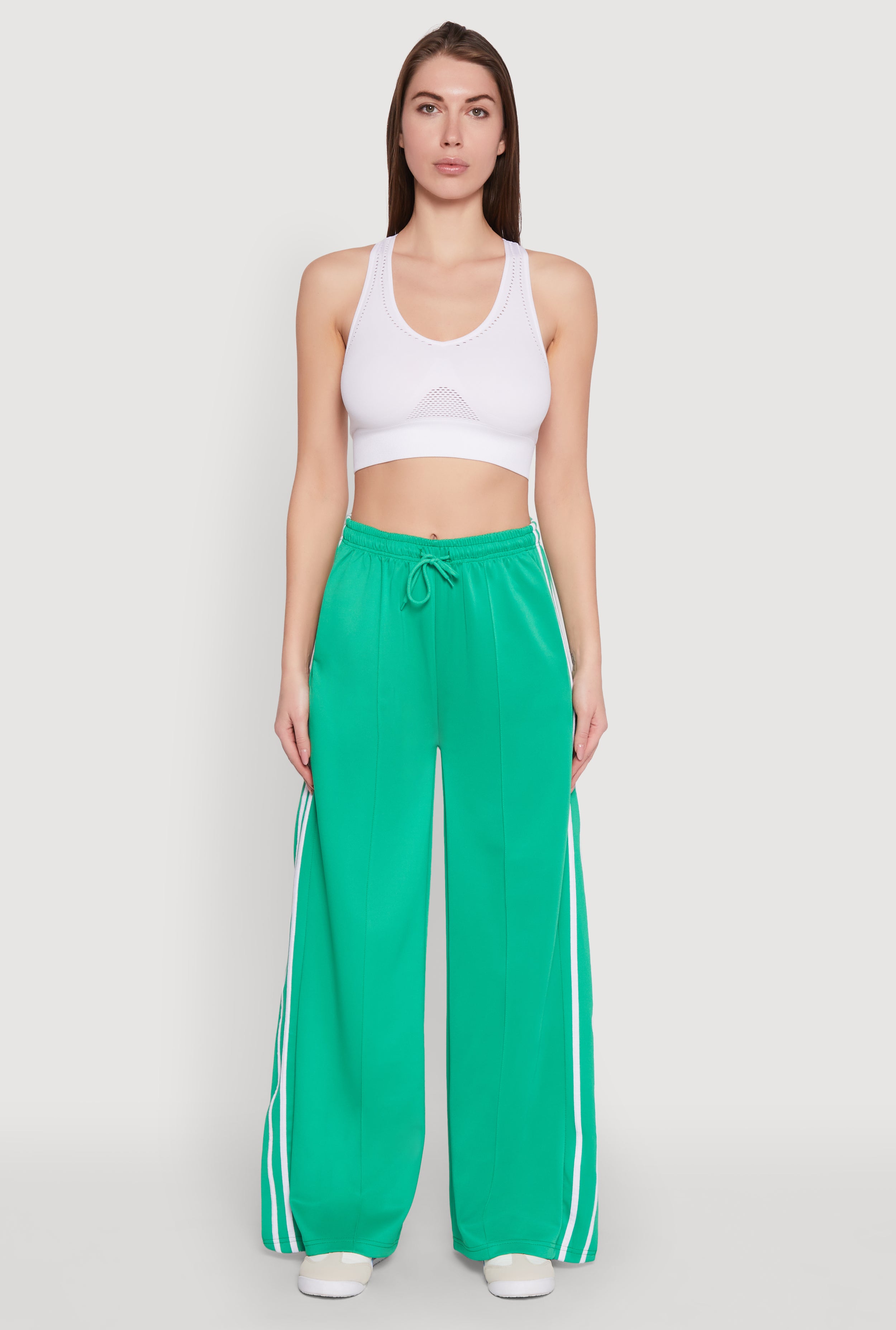 Pintuck Varsity Stripe Side Slit Pants