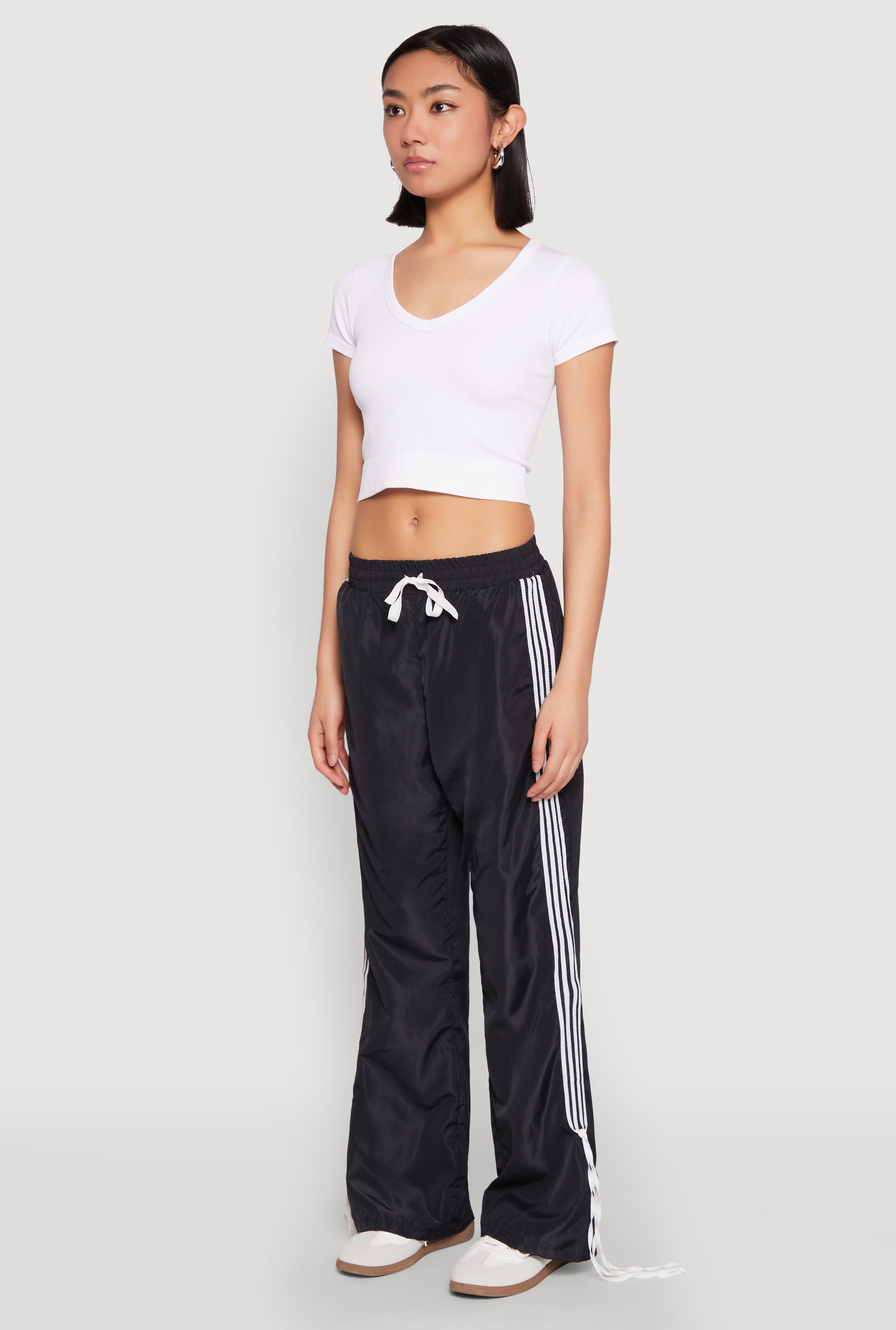 Tie Side Varsity Stripe Track Pants