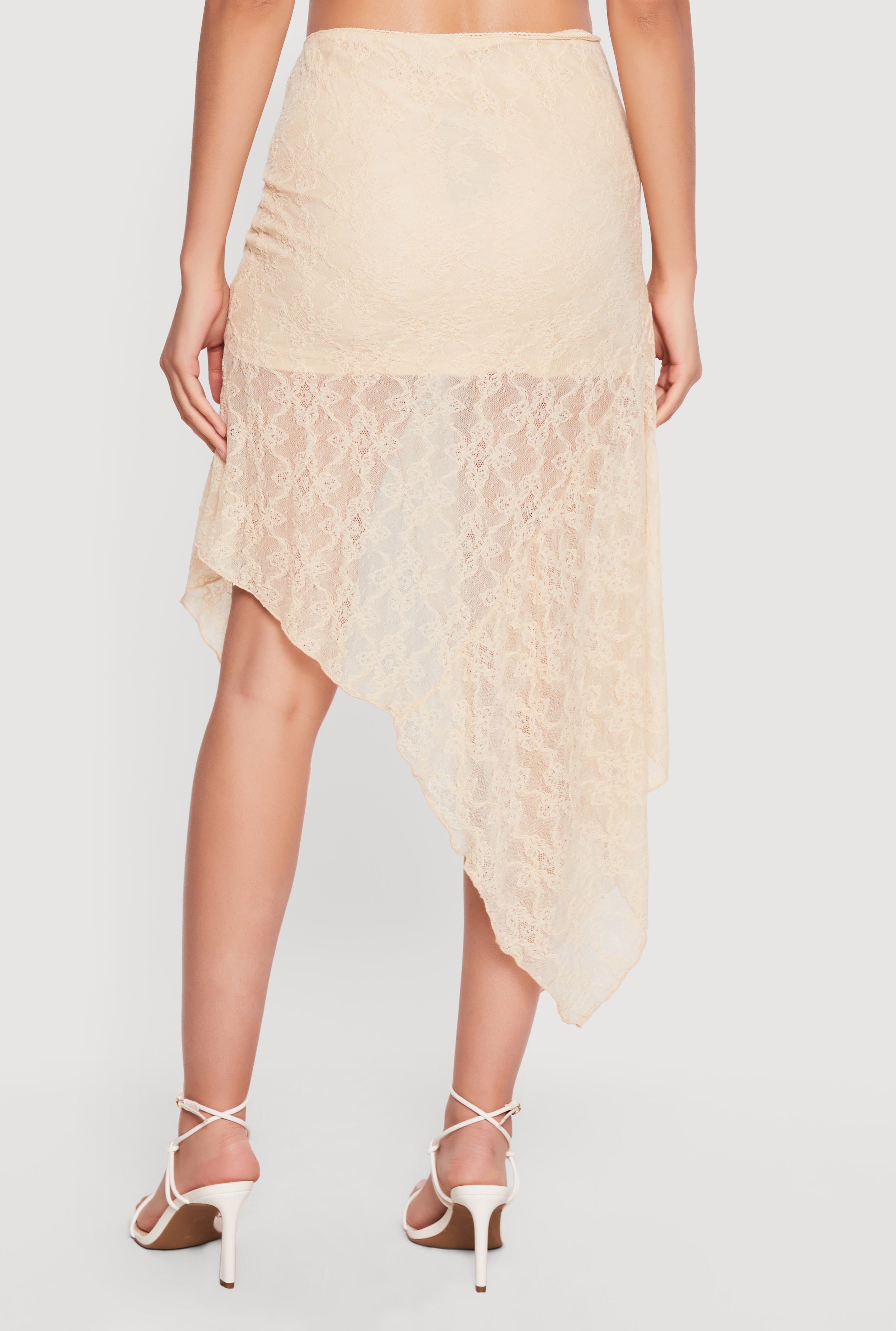 Lace Asymmetrical Drawstring Skirt