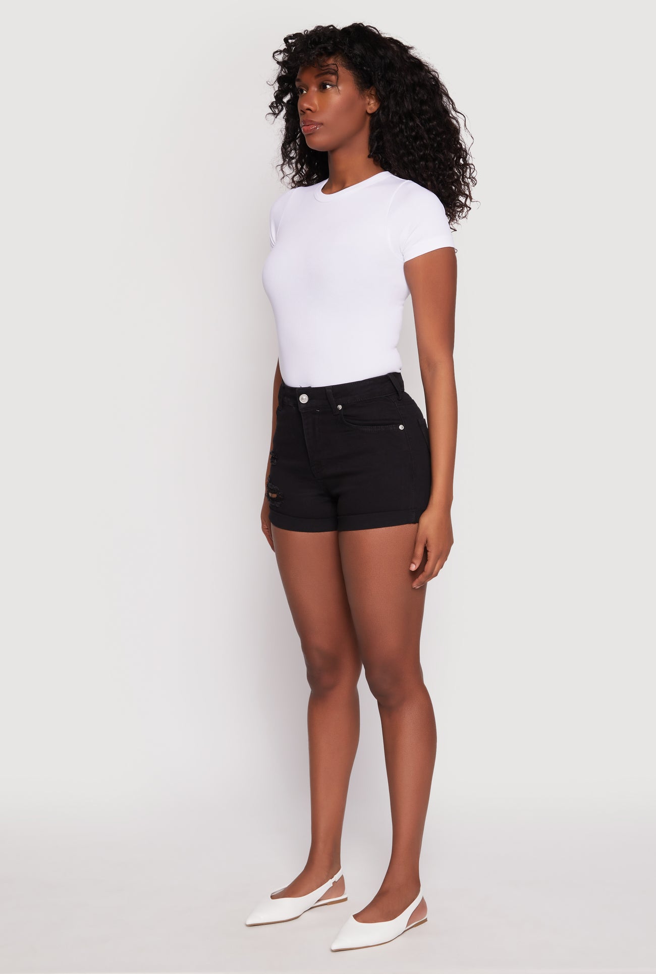 WAX Distressed Repreve Denim Shorts