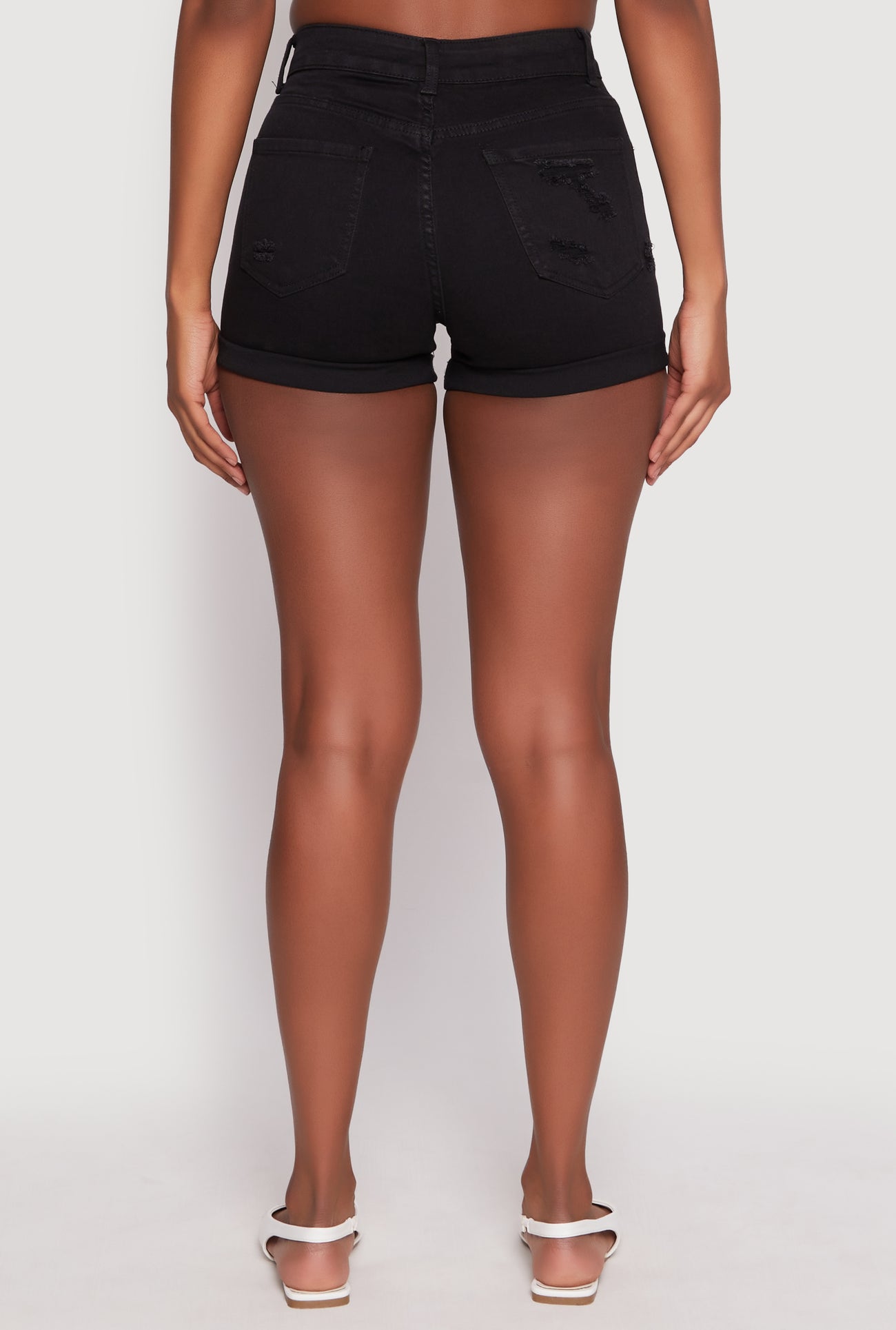 WAX Distressed Repreve Denim Shorts