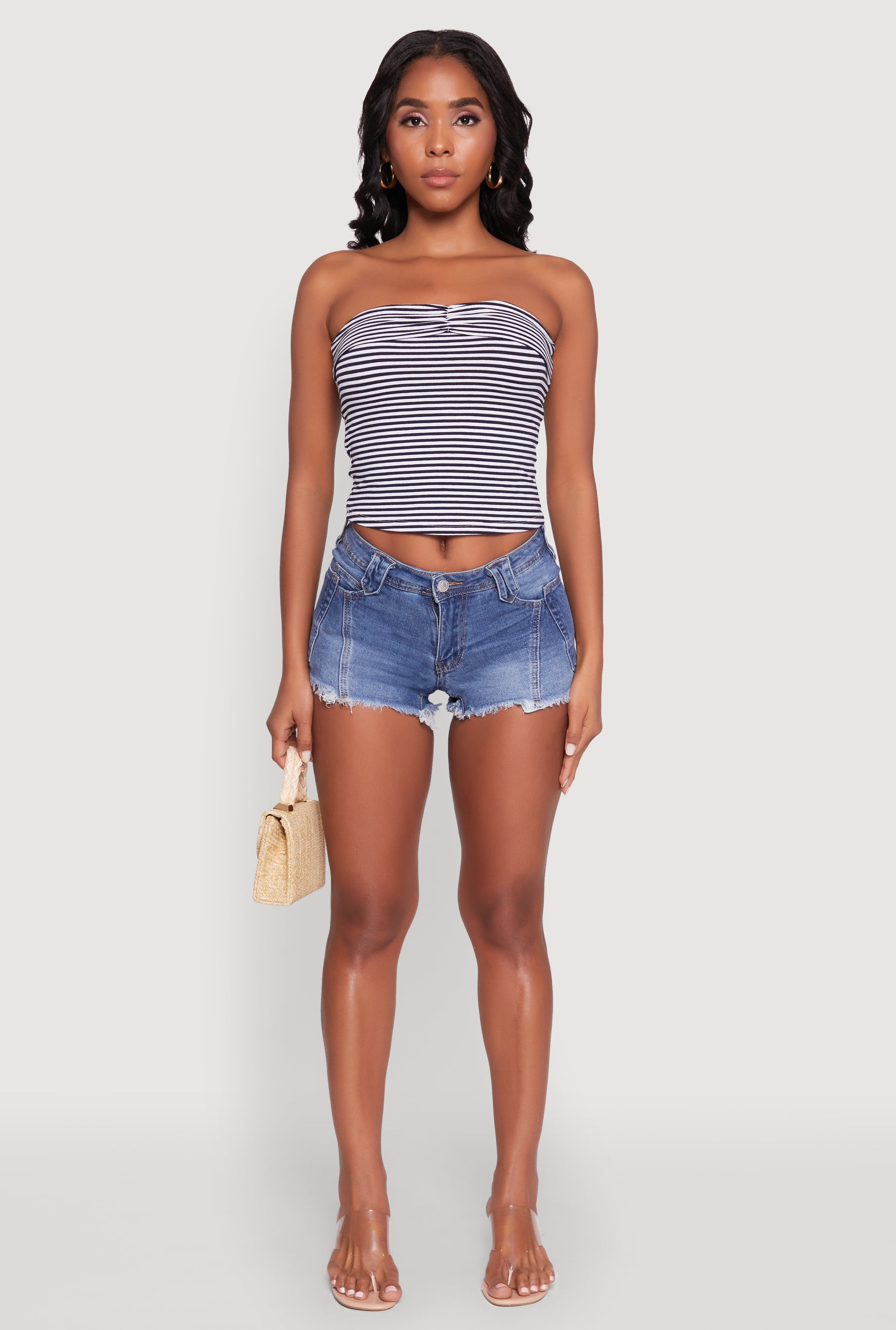 Madden Girl Frayed Hem Denim Booty Shorts