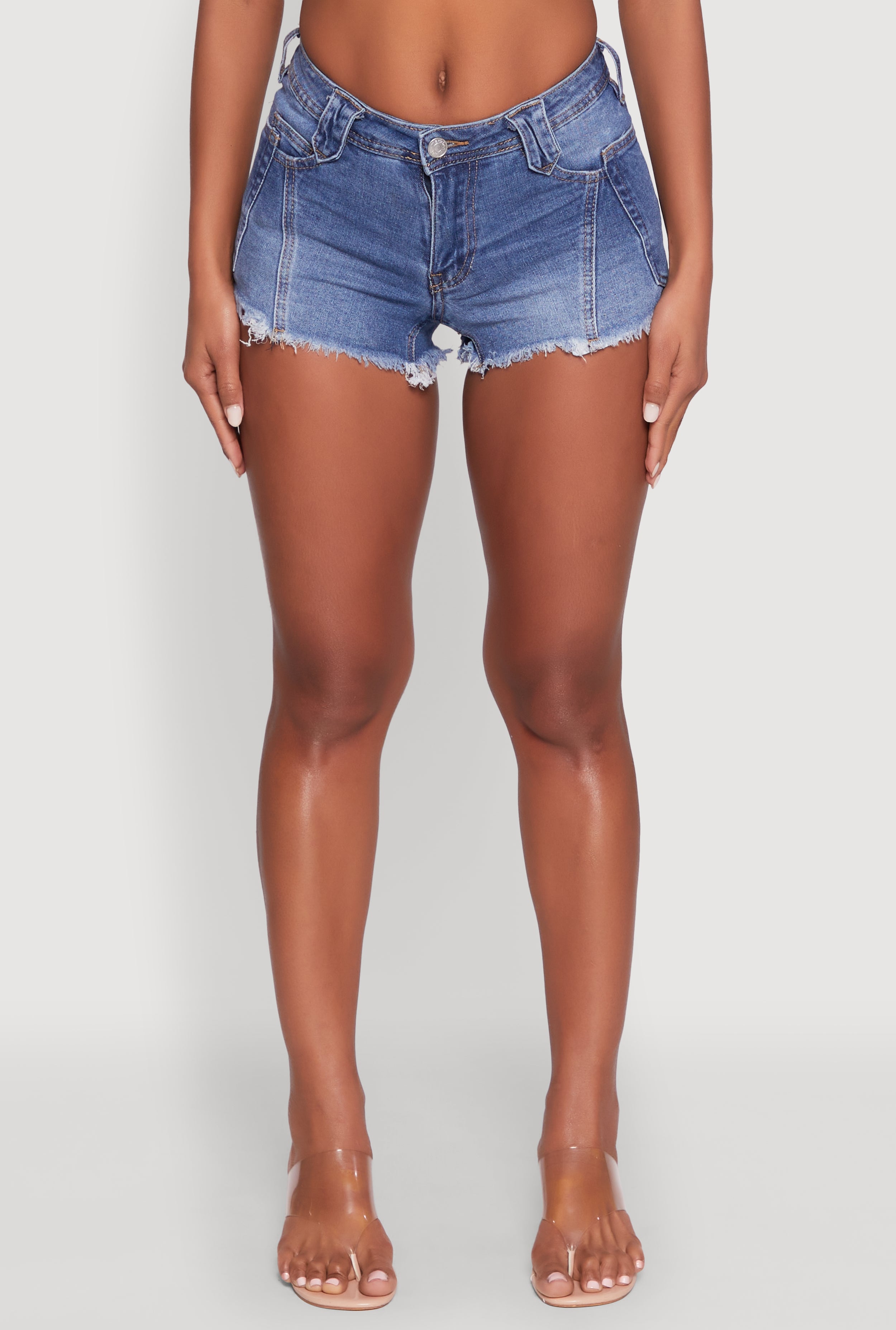 Madden Girl Frayed Hem Denim Booty Shorts