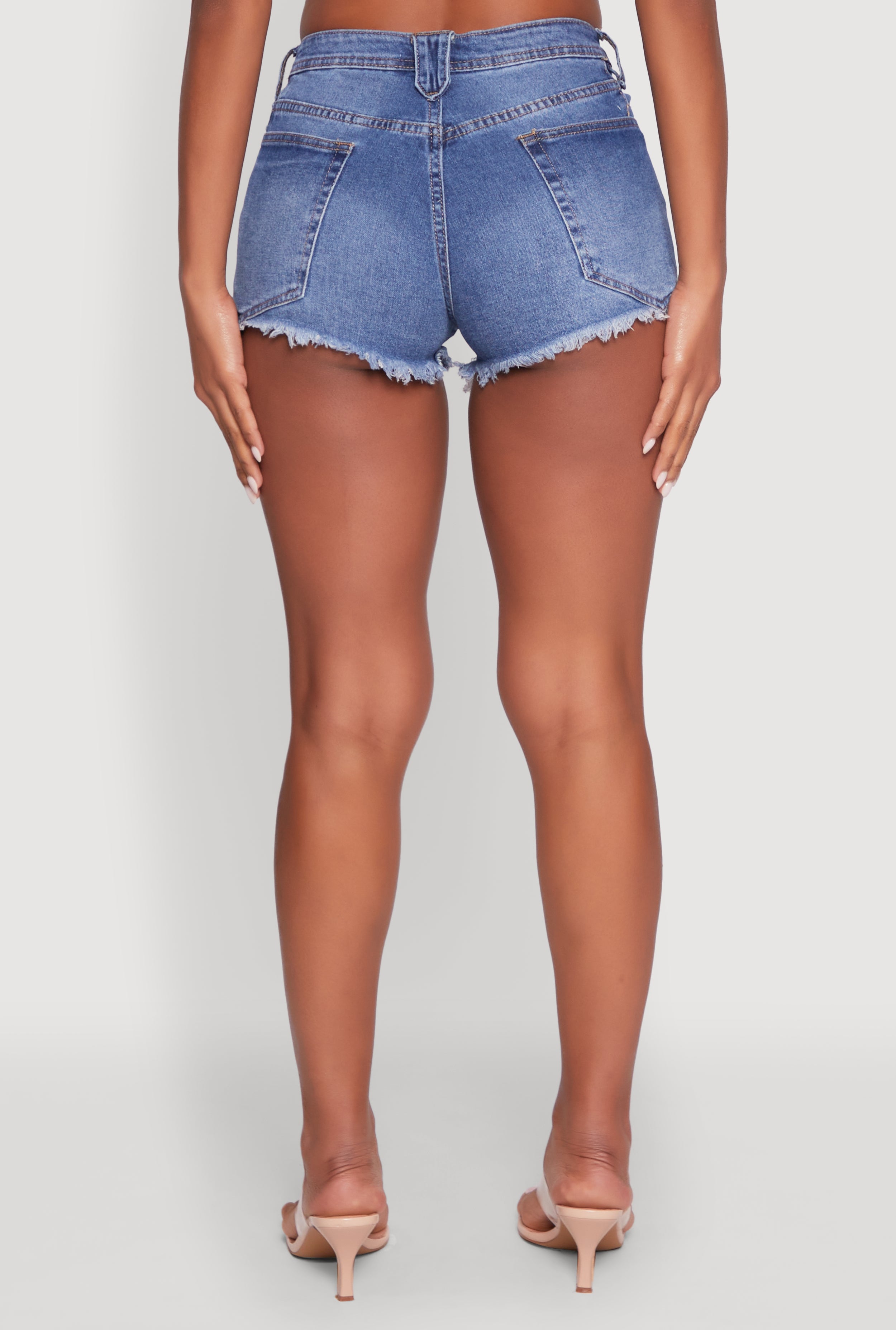 Madden Girl Frayed Hem Denim Booty Shorts