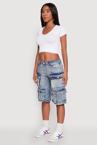 Spoon Jeans Multi Pocket Cargo Denim Shorts