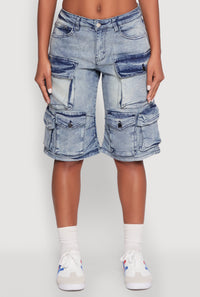 Spoon Jeans Multi Pocket Cargo Denim Shorts