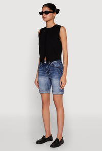 WAX Fixed Cuff Denim Bermuda Shorts