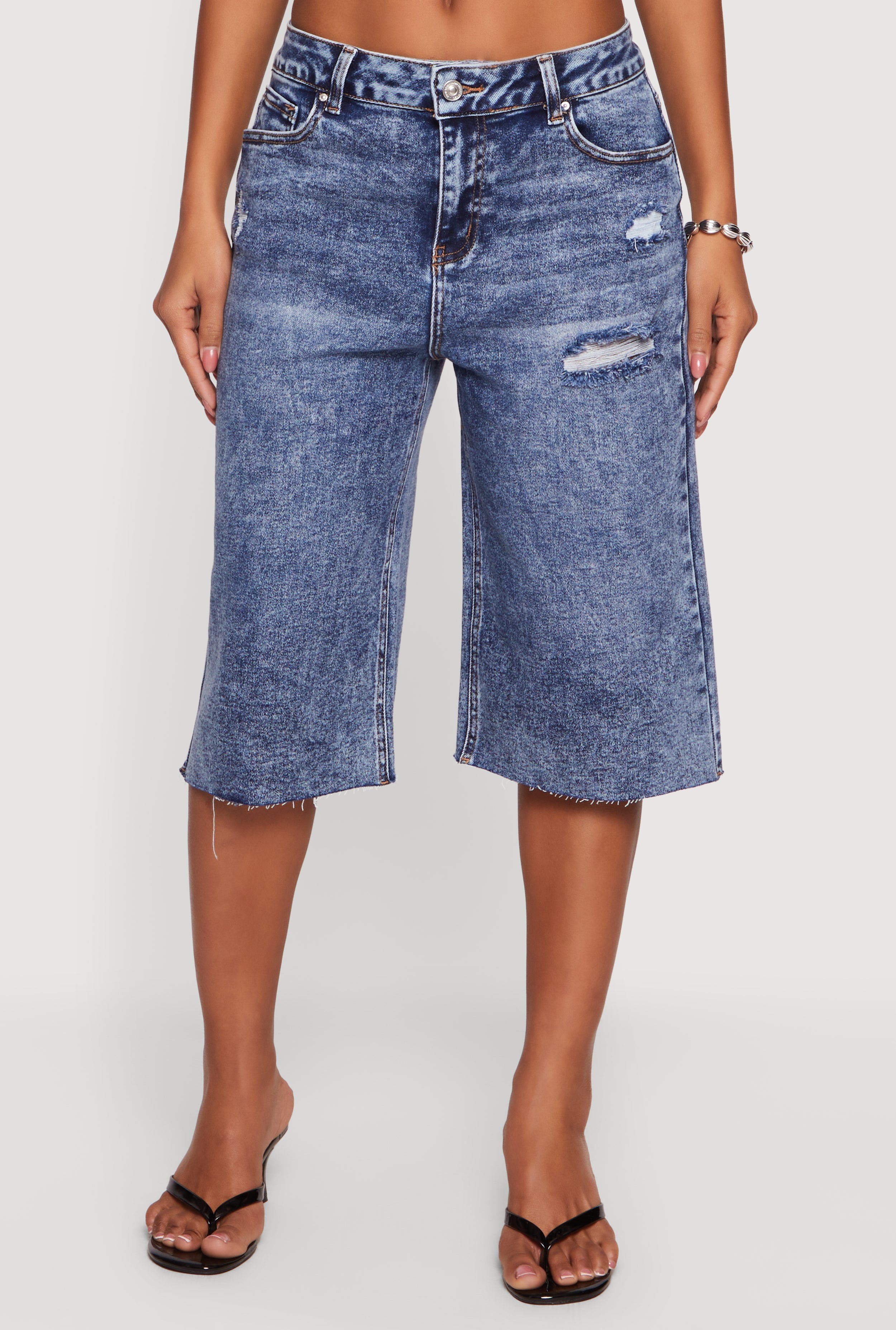 WAX Distressed Raw Hem Jorts