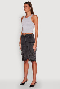Daisy Denim Cargo Bermuda Shorts