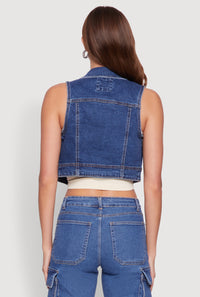 WAX Distressed Button Front Denim Vest