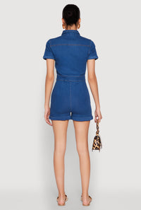 Denim Zip Front Romper