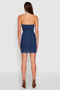 Haute Monde Strapless Denim Bodycon Mini Dress