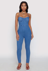 Haute Monde Denim Bustier Jumpsuit