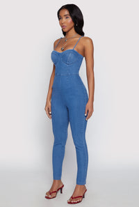 Haute Monde Denim Bustier Jumpsuit