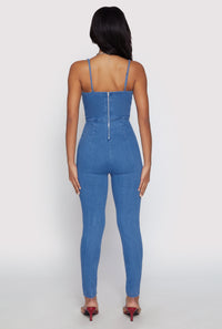 Haute Monde Denim Bustier Jumpsuit