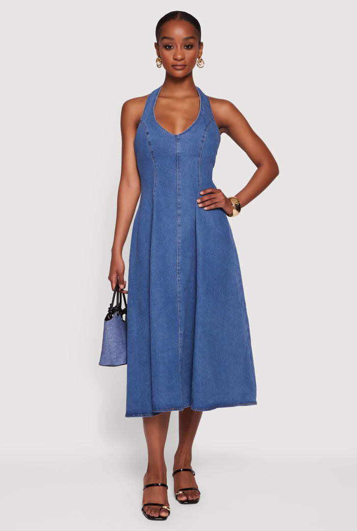 Zipper Denim Dress | Rainbow Shops Zipper Denim Dress | Rainbow Shops