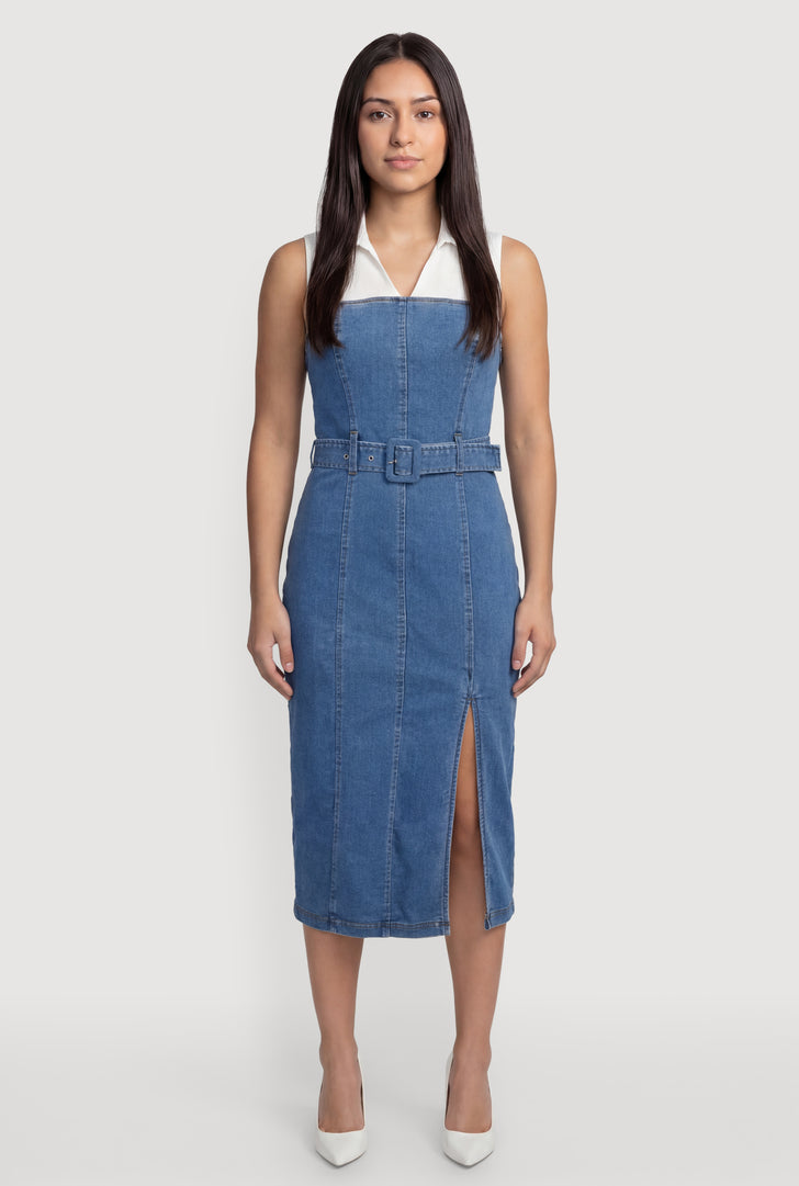 Zipper Denim Dress | Rainbow Shops Zipper Denim Dress | Rainbow Shops