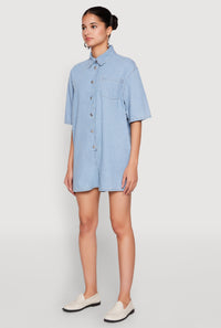 Button Front Denim Romper