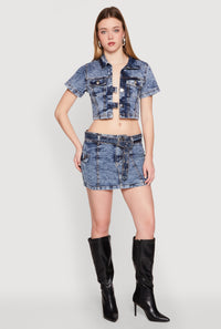 Spoon Jeans Mineral Wash Short Sleeve Cropped Jacket