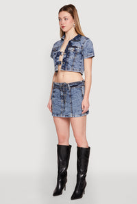 Spoon Jeans Mineral Wash Short Sleeve Cropped Jacket