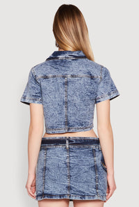 Spoon Jeans Mineral Wash Short Sleeve Cropped Jacket