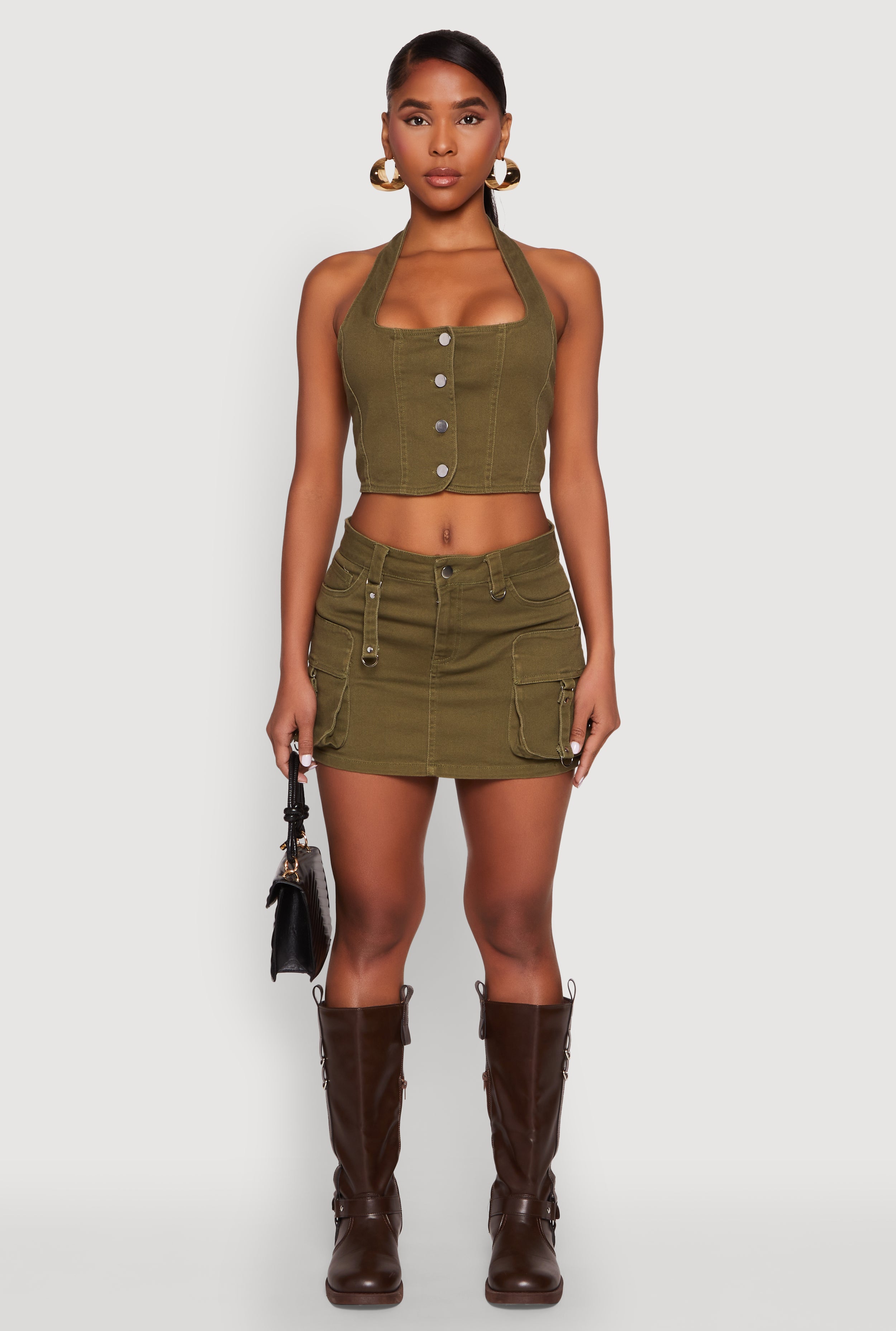 Tabbed Cargo Mini Skirt