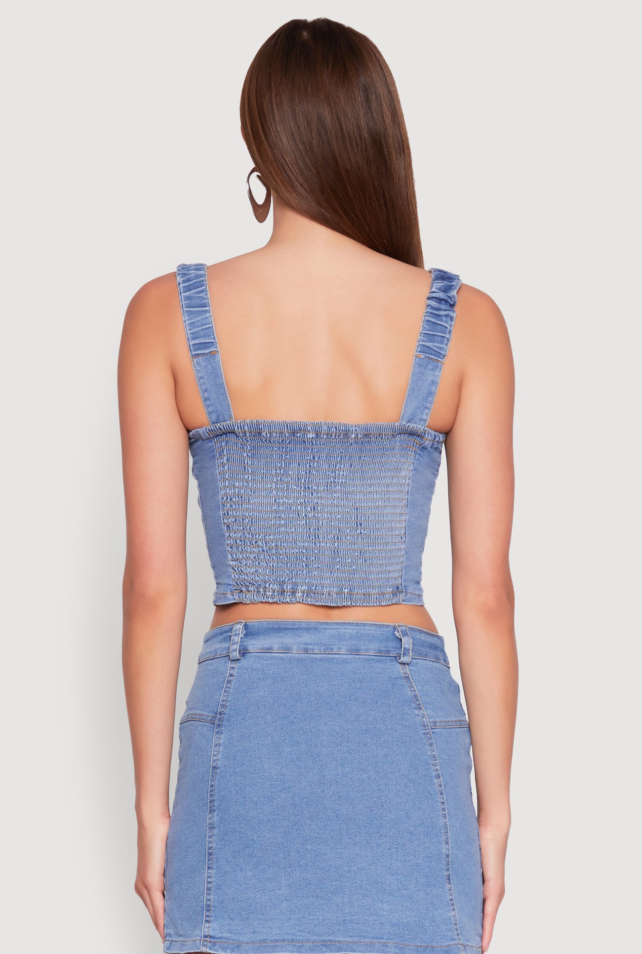 Denim Zip Front Bustier Top