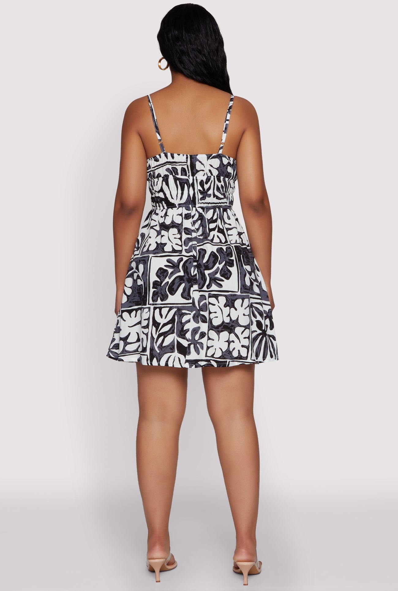 Leaf Print Tie Front Mini Dress