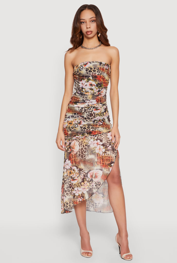 strapless open back dress Pastel Camo Maxi | Modest Maxi Dresses