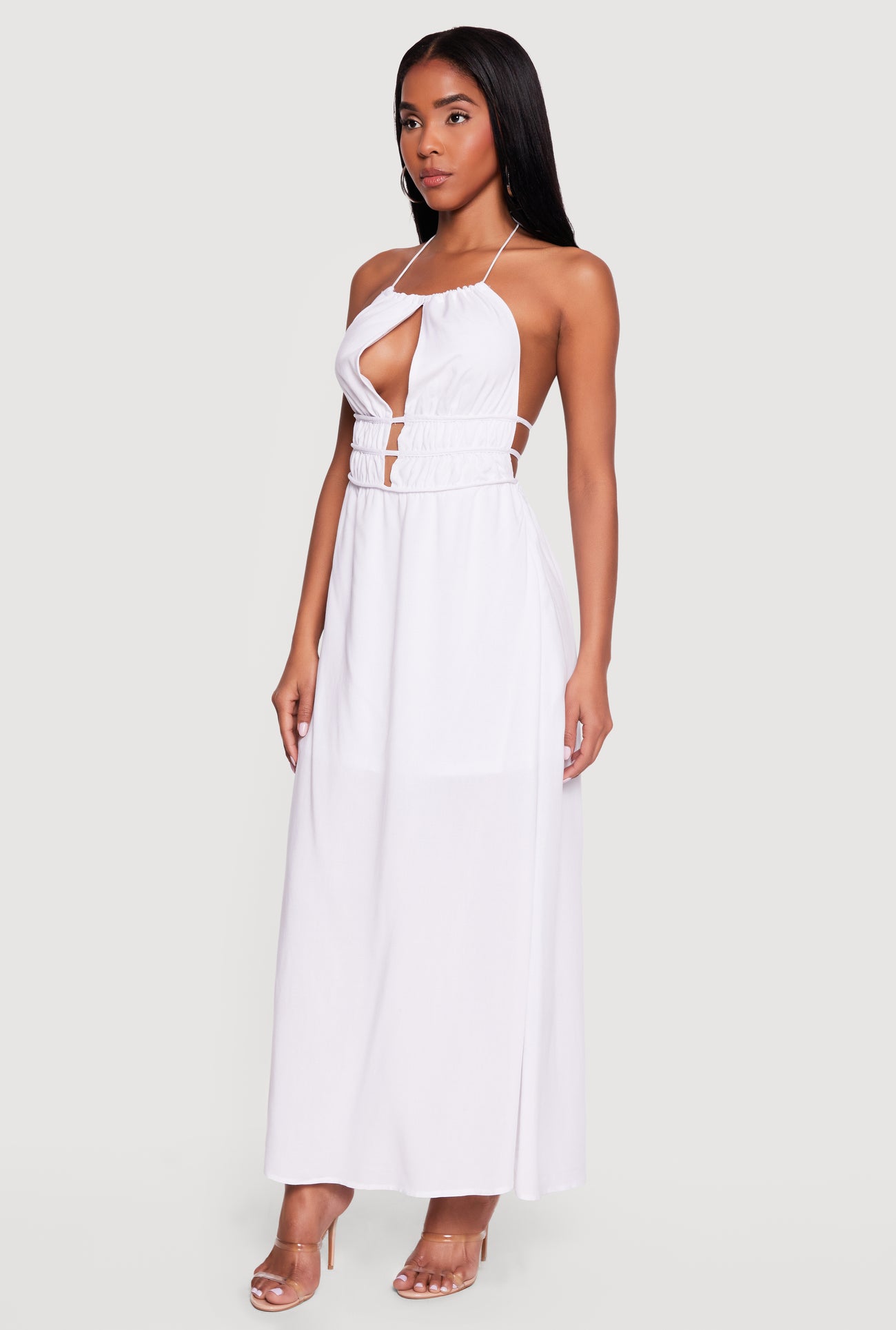 Strappy Tie Back Halter Maxi Dress