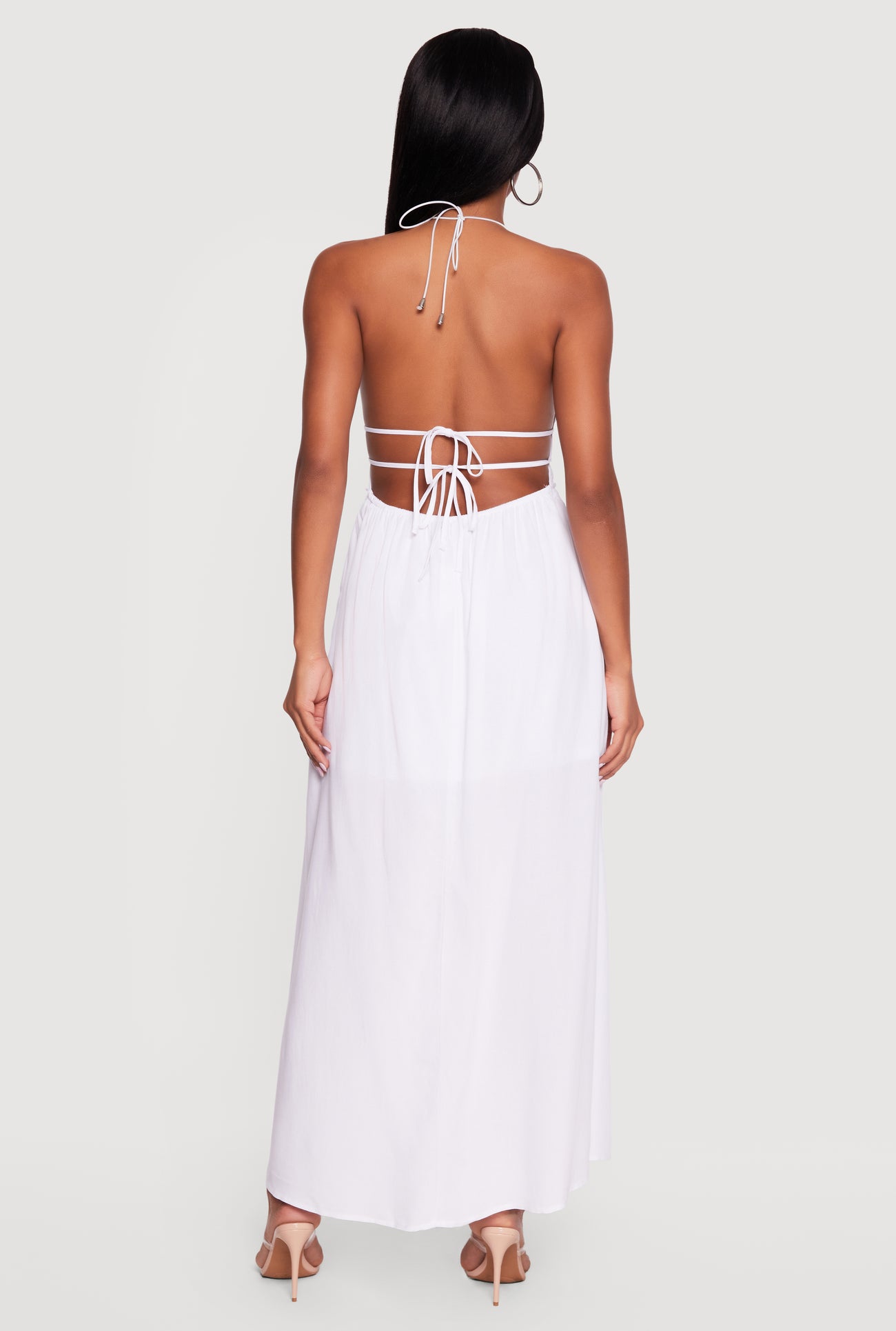 Strappy Tie Back Halter Maxi Dress Strappy Tie Back Halter Maxi Dress