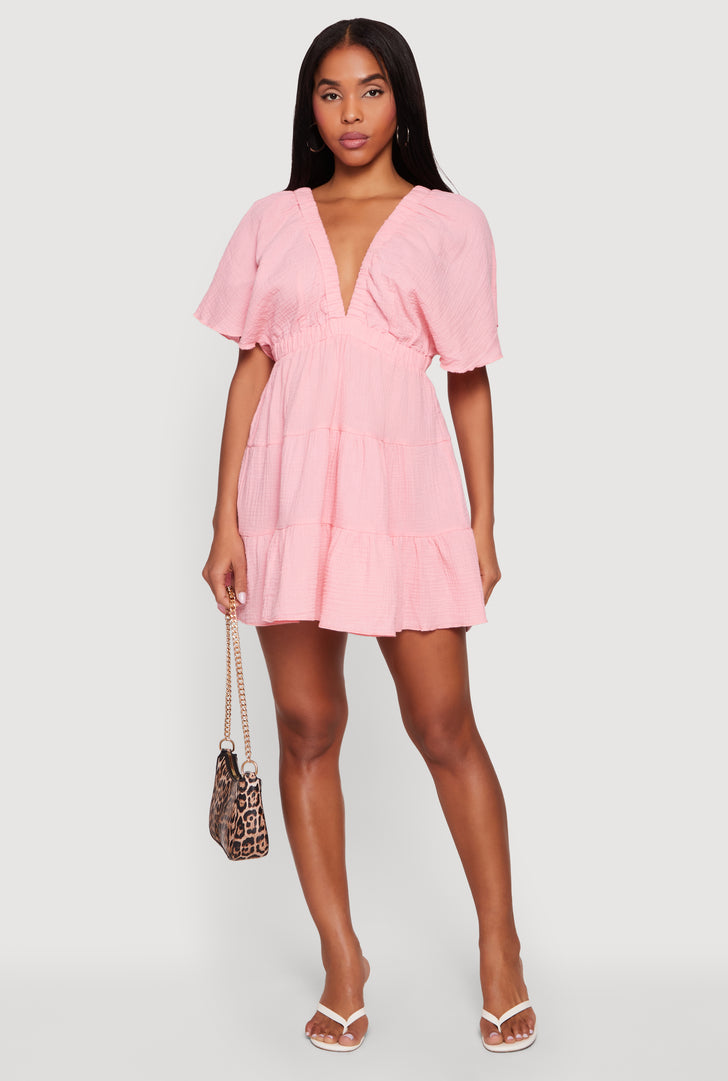 strapless open back dress Pinky Dress | Pink Adjustable Strap Mini Dress main image 1